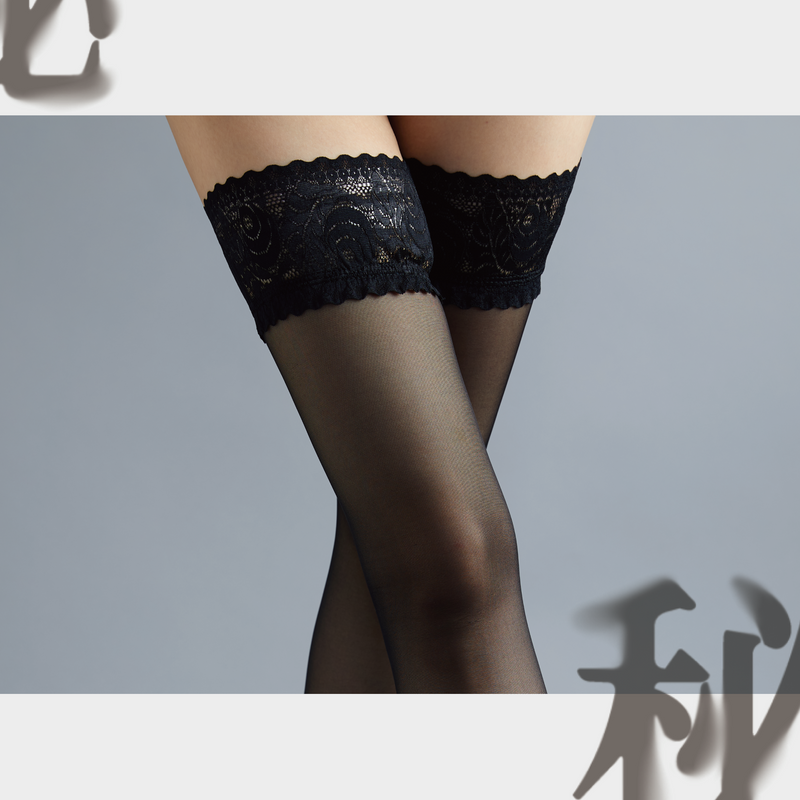 「SECRET TOUCH 秘」5D STAY-UP LACE TOP STOCKINGS 5D 法式蕾丝过膝硅胶防滑超薄长筒丝袜