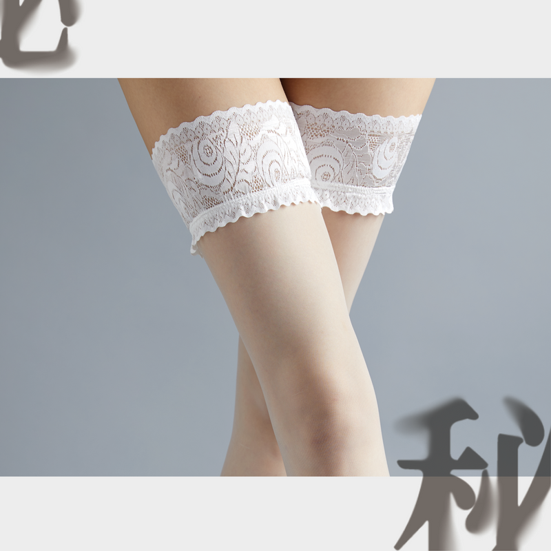 「SECRET TOUCH 秘」5D STAY-UP LACE TOP STOCKINGS 5D法式蕾丝過膝硅胶防滑超薄长筒丝袜